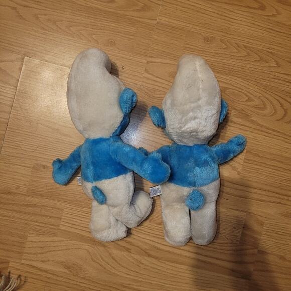 Vintage Peyo 1981 Smurf Doll Plush Lot Of 2 Saturday Morning Cartoons - Picture 2 of 6